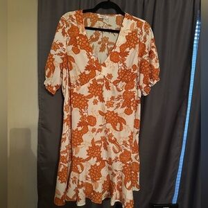 Simply Be skater dress in orange floral Size 14